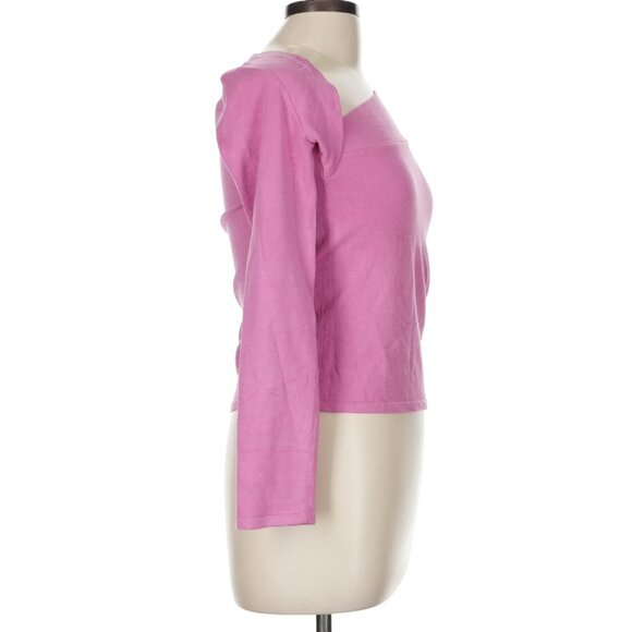 Anthropologie Moth Pink Pullover Sweater in Size M, Asymmetrical Neckline - Picture 3 of 5
